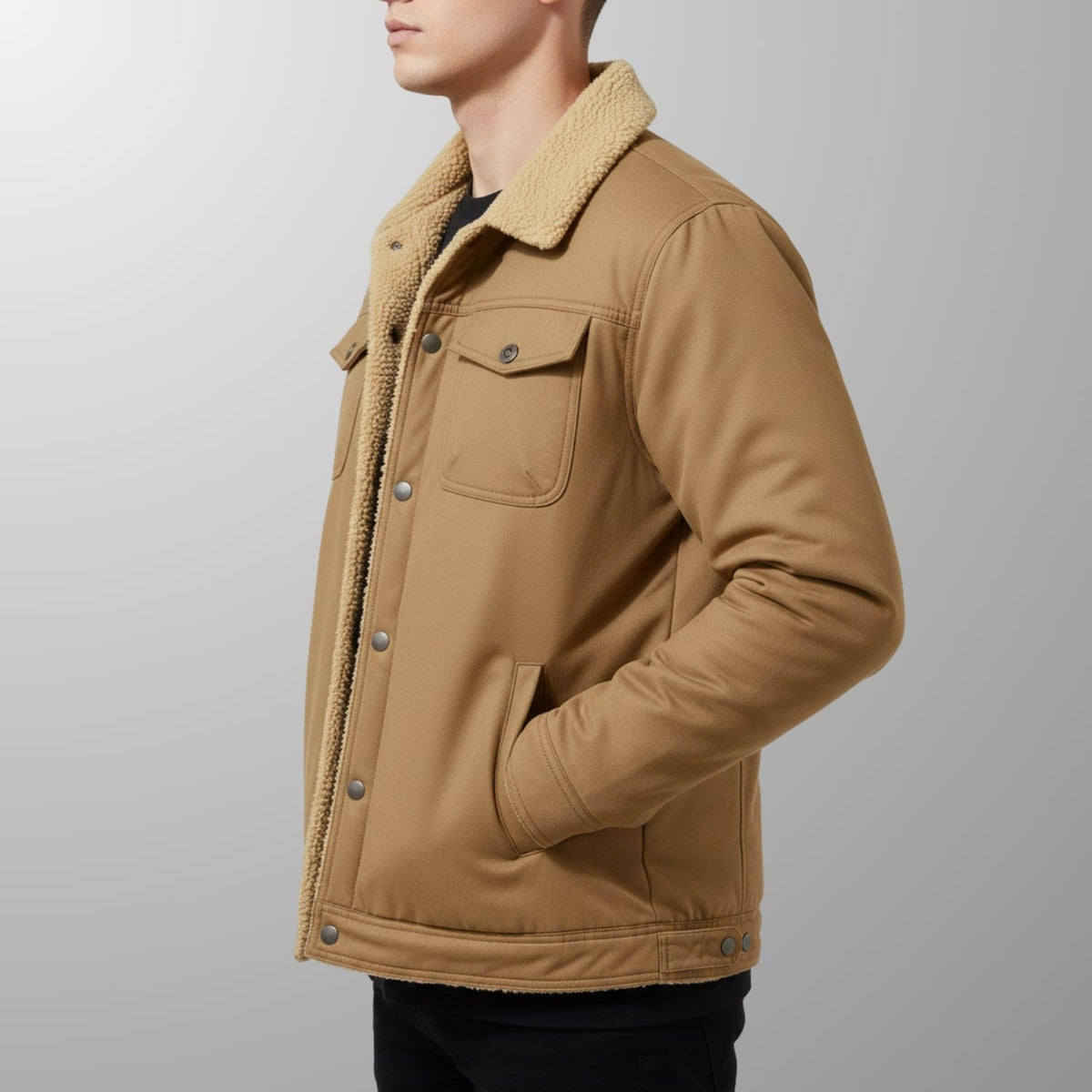 Bomber jacket for men with fleece collar