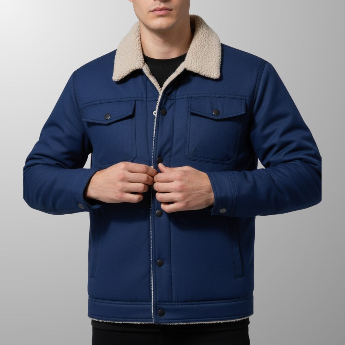 Bomber jacket for men with fleece collar