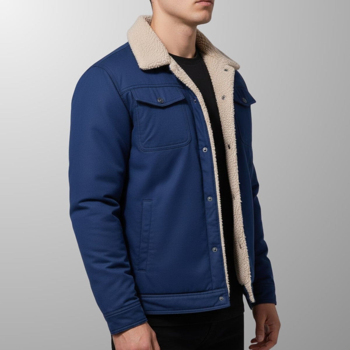Bomber jacket for men with fleece collar