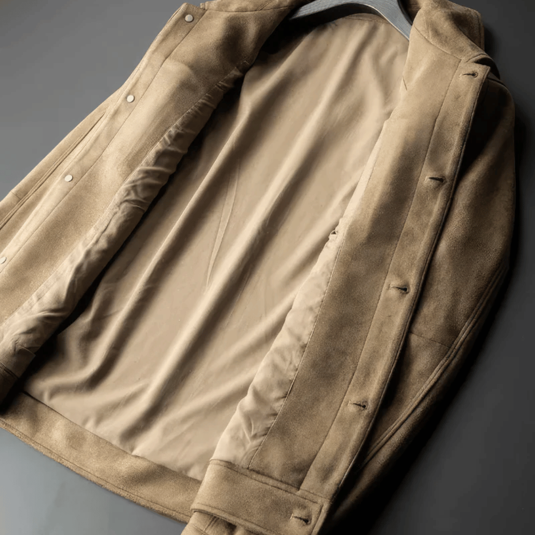 Suede jacket for men with heritage styling