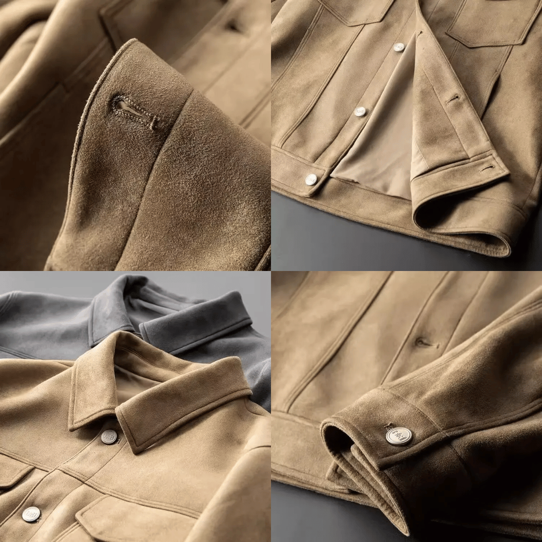 Suede jacket for men with heritage styling