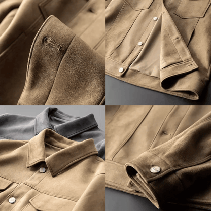 Suede jacket for men with heritage styling