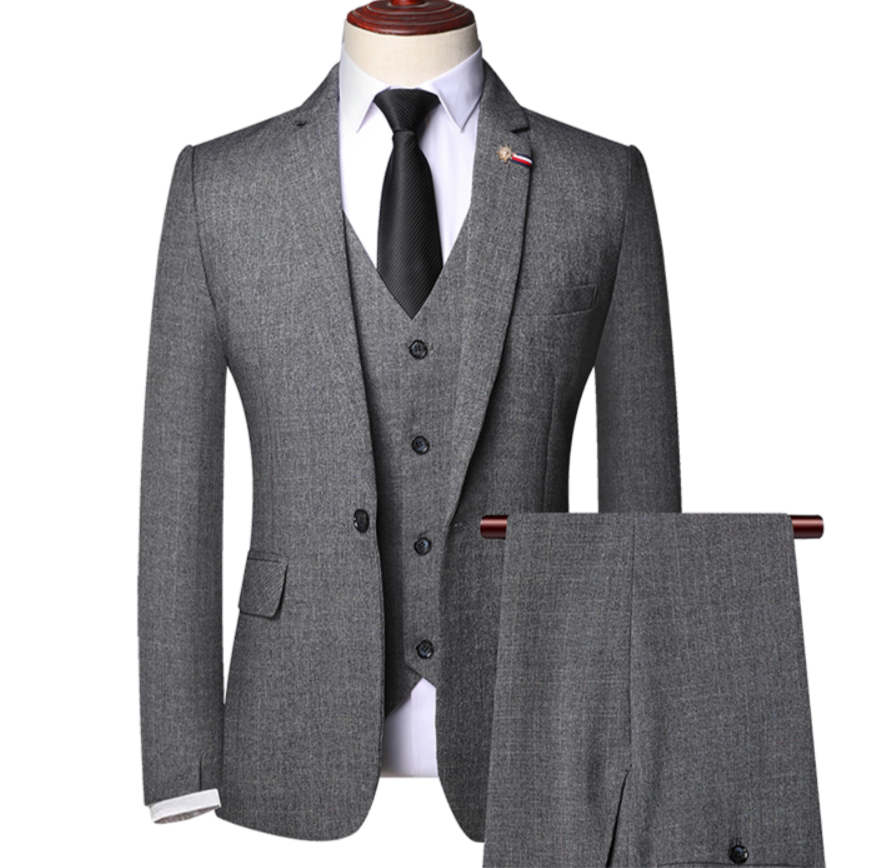Men's three piece suit with waistcoat - gray