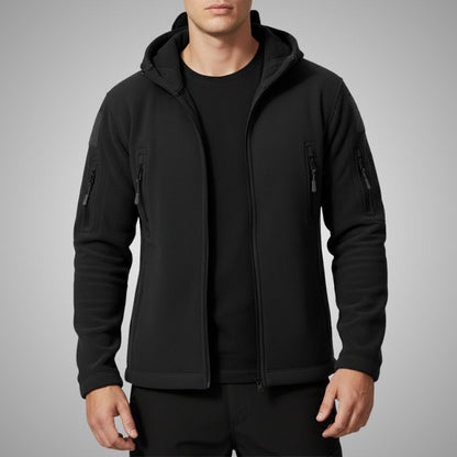 Windproof thermal fleece jacket for men - black