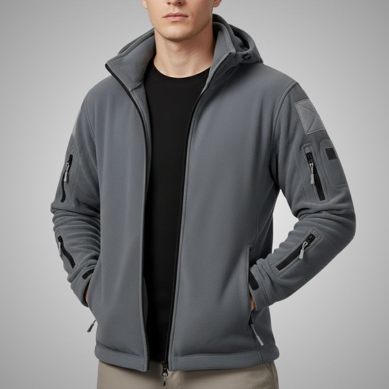 Windproof thermal fleece jacket for men - dark grey