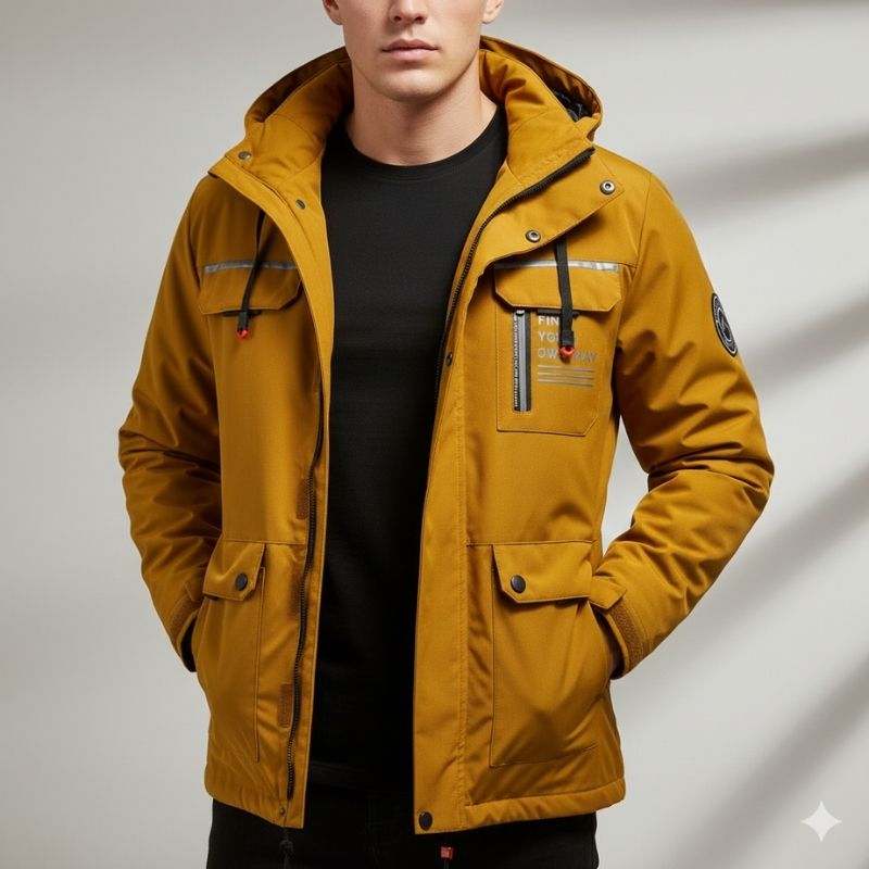 Winter coat for men with weather-resistant finish - yellow