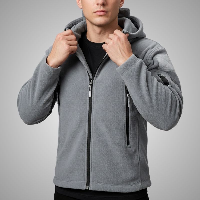 Windproof thermal fleece jacket for men - light grey
