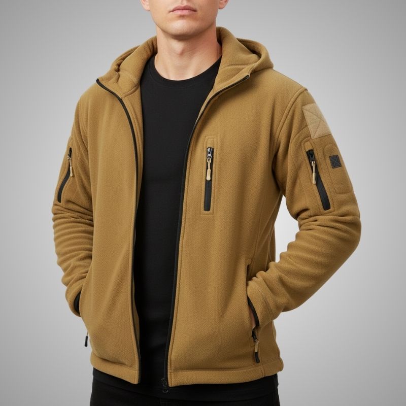 Windproof thermal fleece jacket for men - khaki