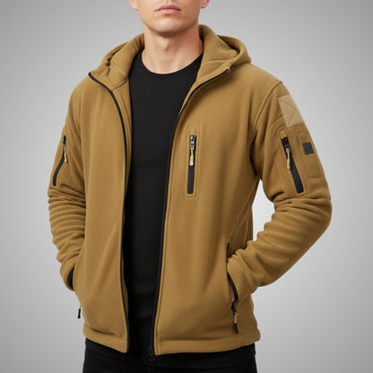 Windproof thermal fleece jacket for men - khaki