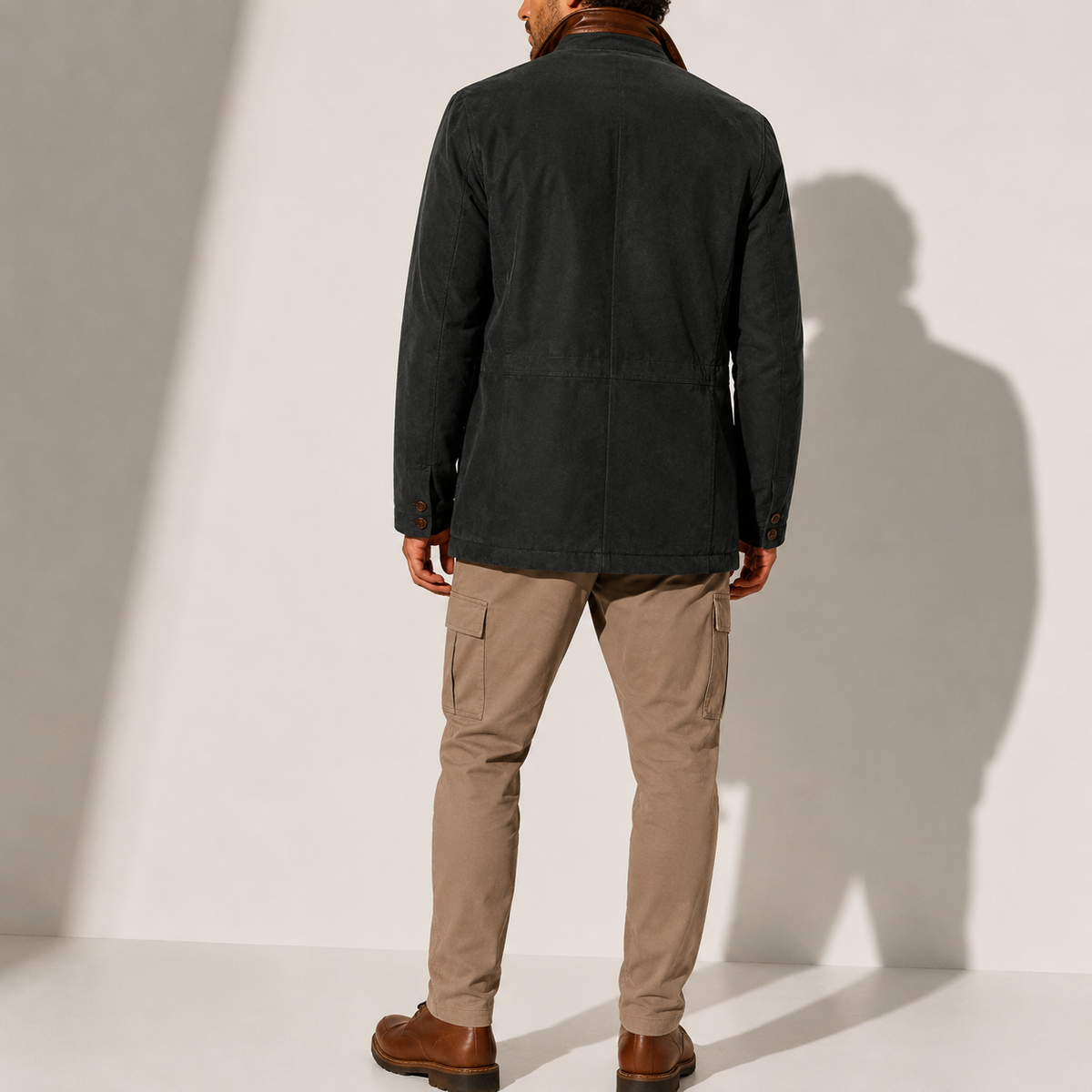 Suede stand-collar winter coat for men