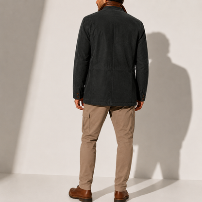 Suede stand-collar winter coat for men