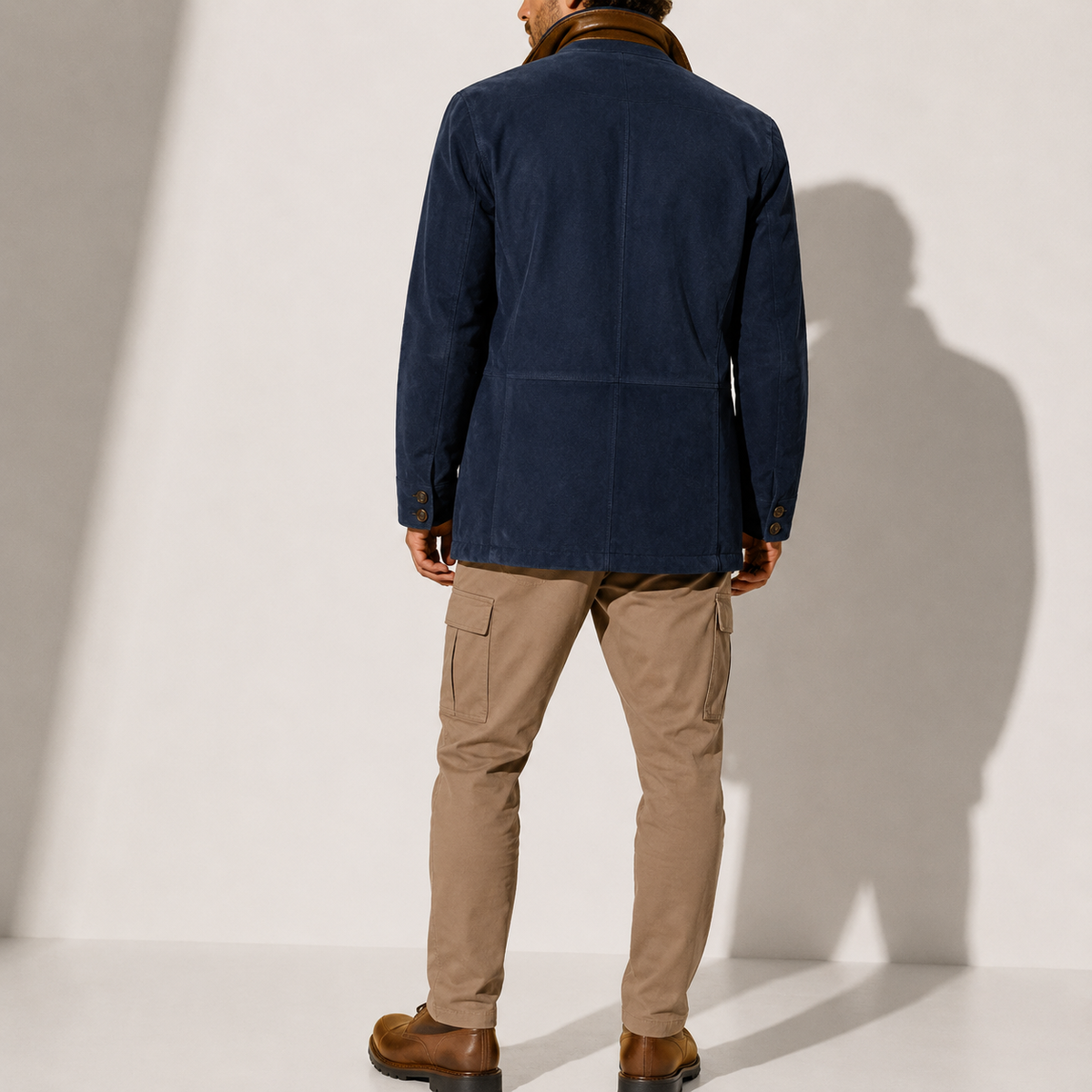 Suede stand-collar winter coat for men
