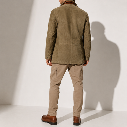 Suede stand-collar winter coat for men