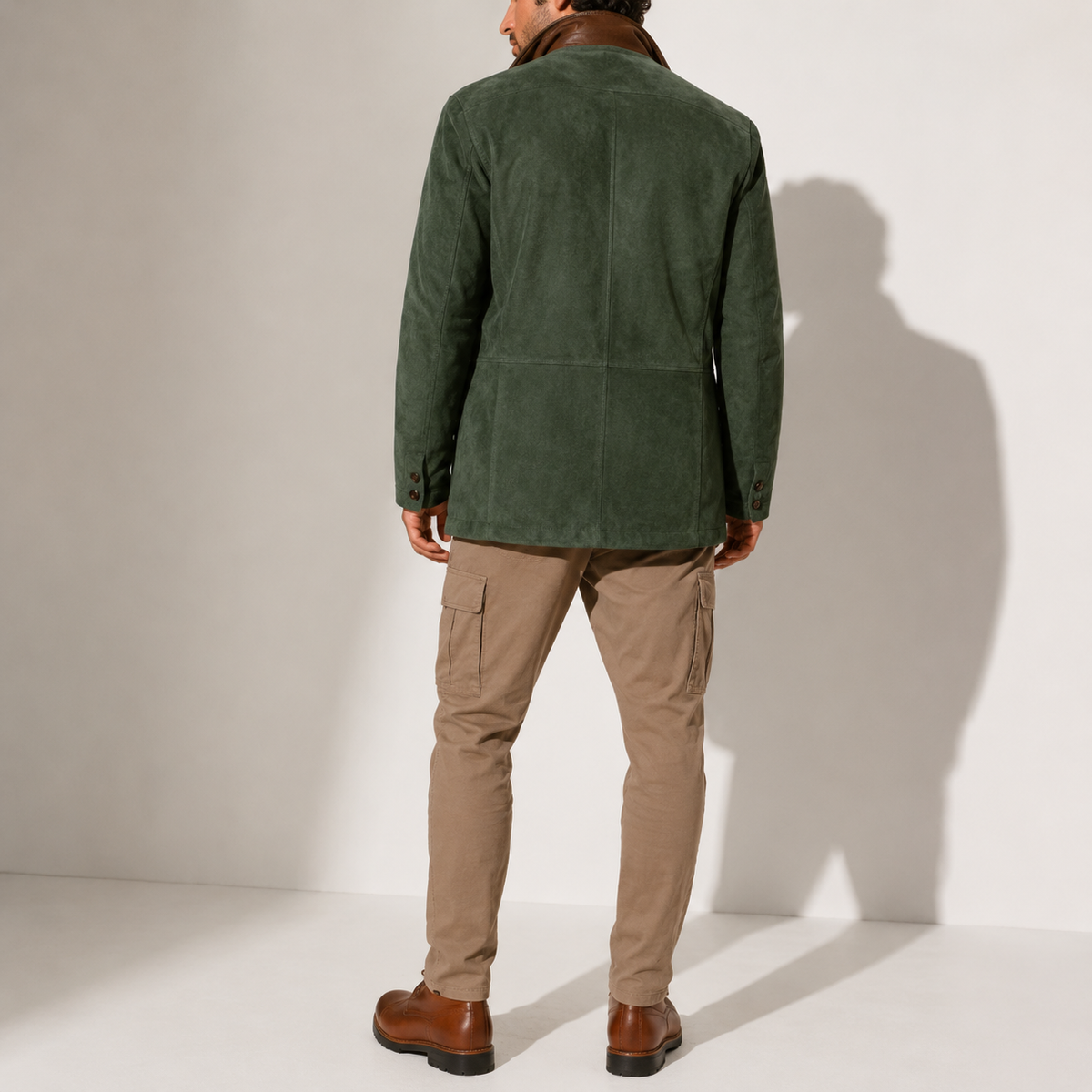 Suede stand-collar winter coat for men