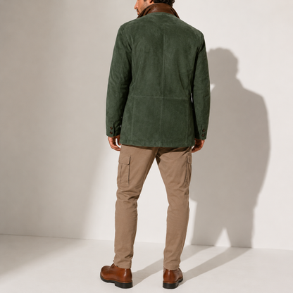 Suede stand-collar winter coat for men