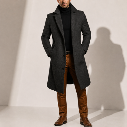 Long overcoat for men in wool blend - grey