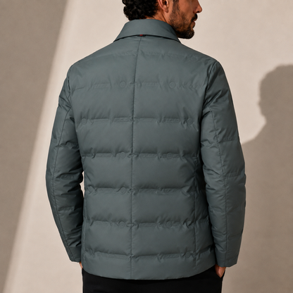 Quilted puffer jacket for men with zip front