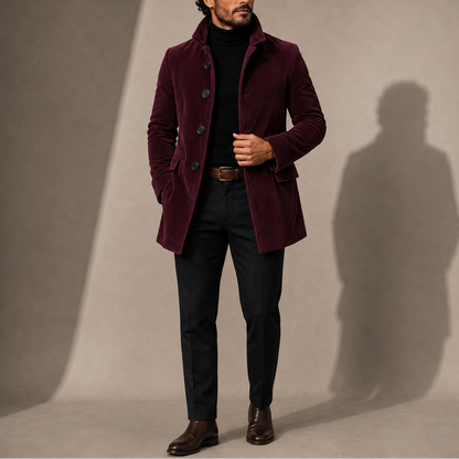 Tailored stand collar coat for men - red