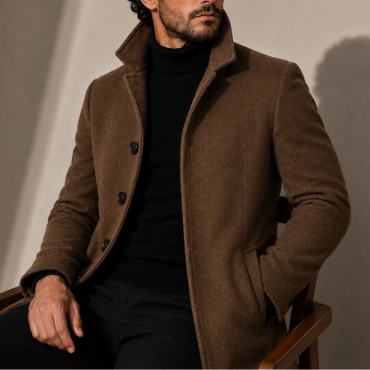 Tailored stand collar coat for men