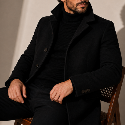 Tailored stand collar coat for men