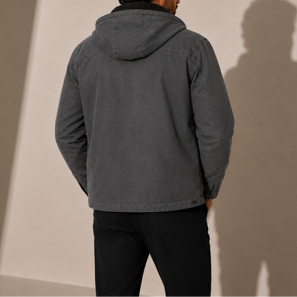 Hooded zip jacket for men with fleece lining