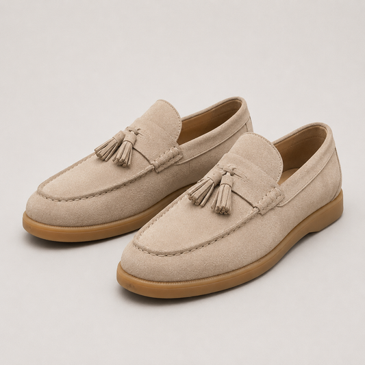 Men's suede loafers with tassel detail