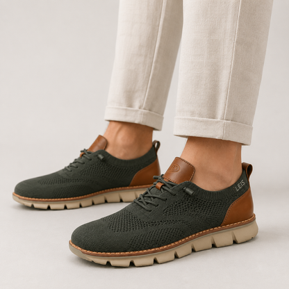 Men's knit walking sneakers with lace-up front