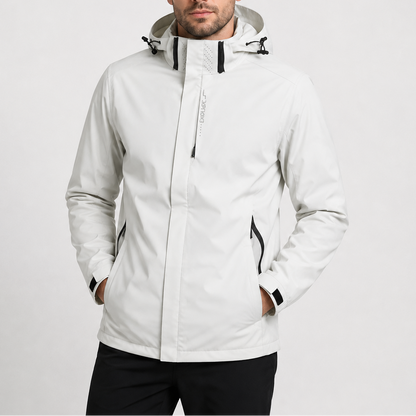 Hooded rain jacket for men - white
