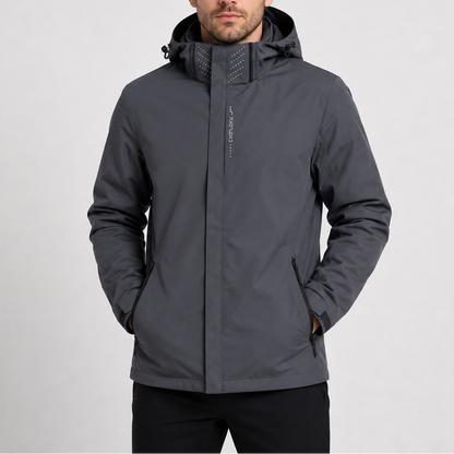 Hooded rain jacket for men - grey