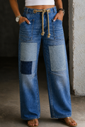Carola | Patchwork Drawstring Wide-Leg Jeans