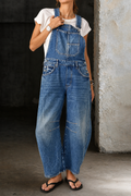Lauren | Bib-Pocket Barrel-Leg Denim Overalls
