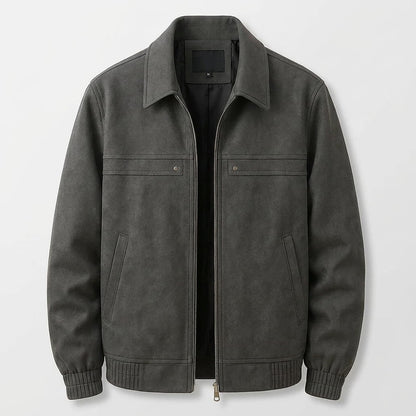 Men's suede effect bomber jacket with zip closure