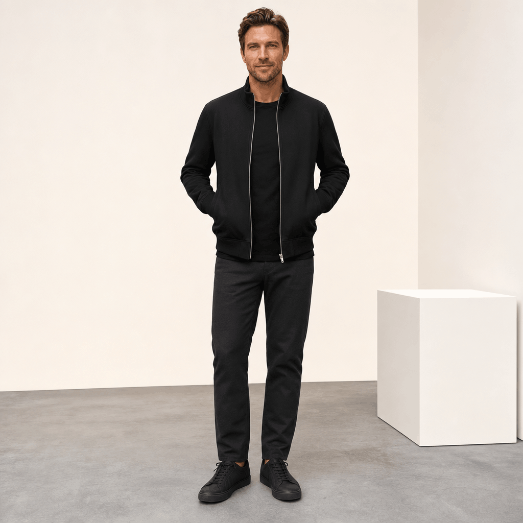 Men's knit collar zip up bomber jacket