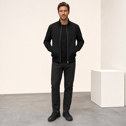 Men's knit collar zip up bomber jacket