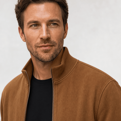 Men's knit collar zip up bomber jacket