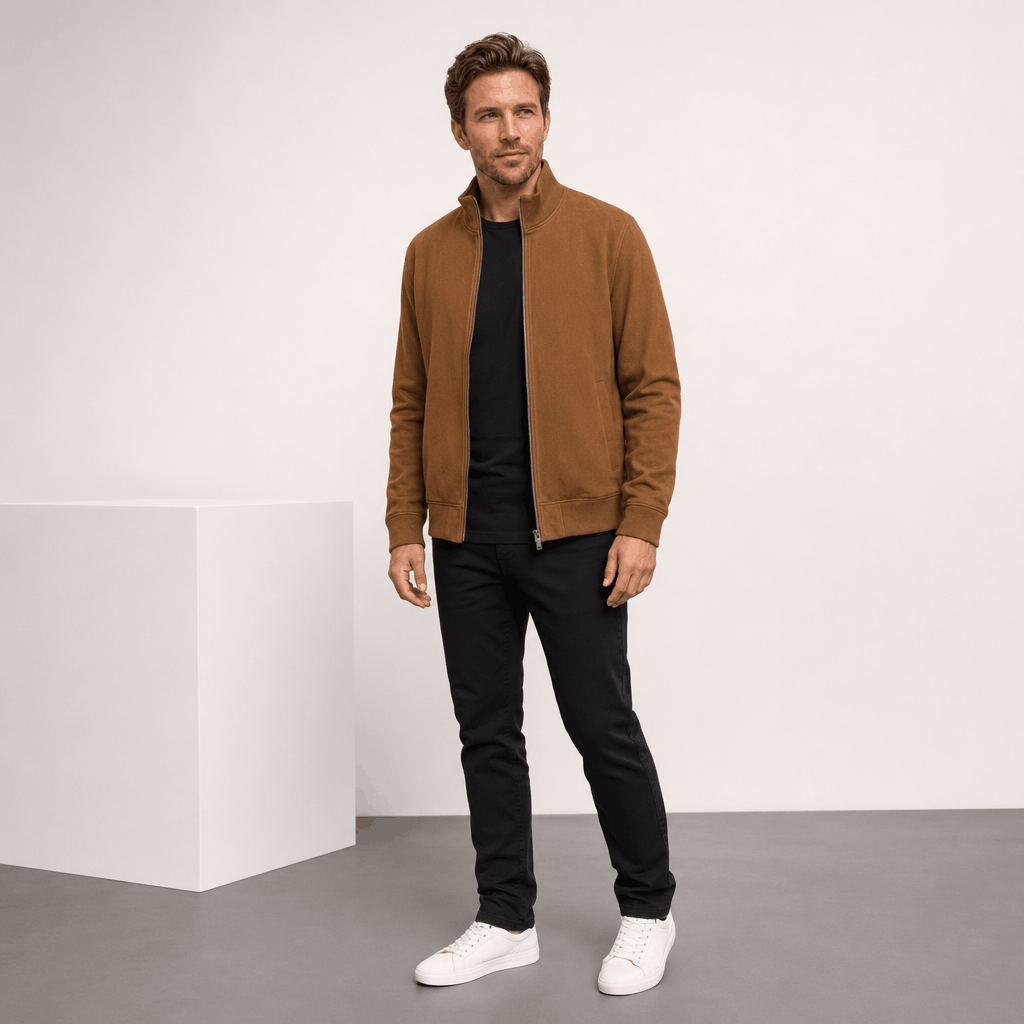 Men's knit collar zip up bomber jacket