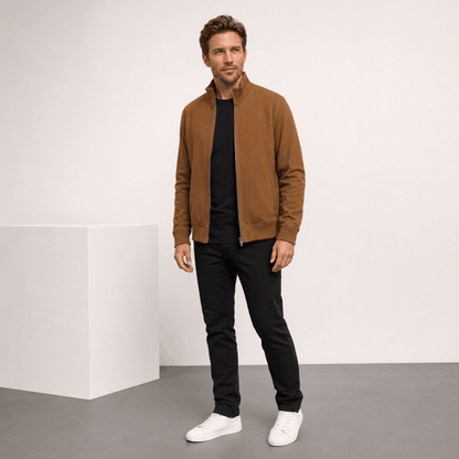 Men's knit collar zip up bomber jacket