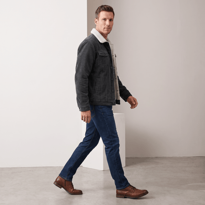 Men's corduroy jacket with fold up collar
