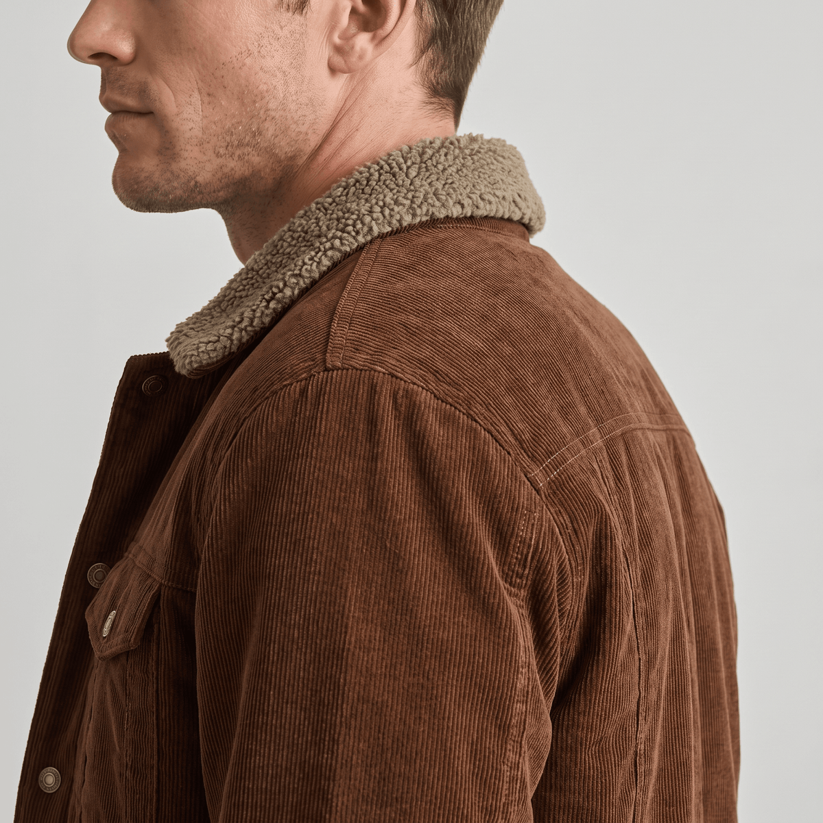 Men's corduroy jacket with fold up collar