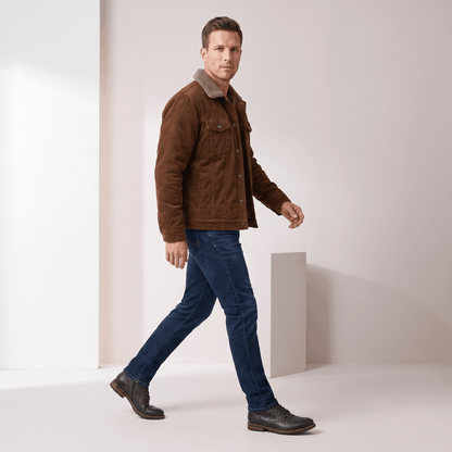 Men's corduroy jacket with fold up collar