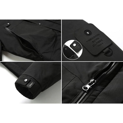 Men's insulated winter coat with removable hood