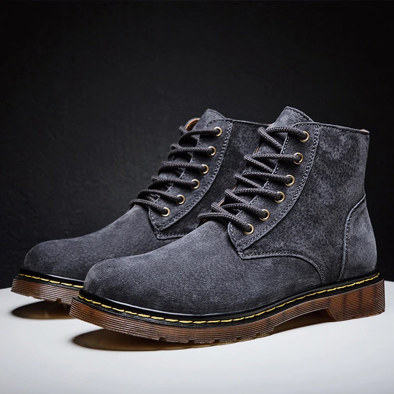 Lace Up Suede Boots with Cushioned Insole for Men - gray
