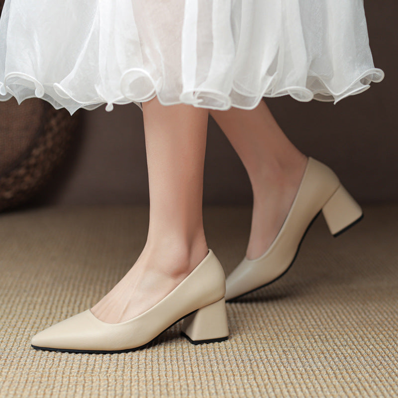 Women's slip-on block heel orthopedic heels