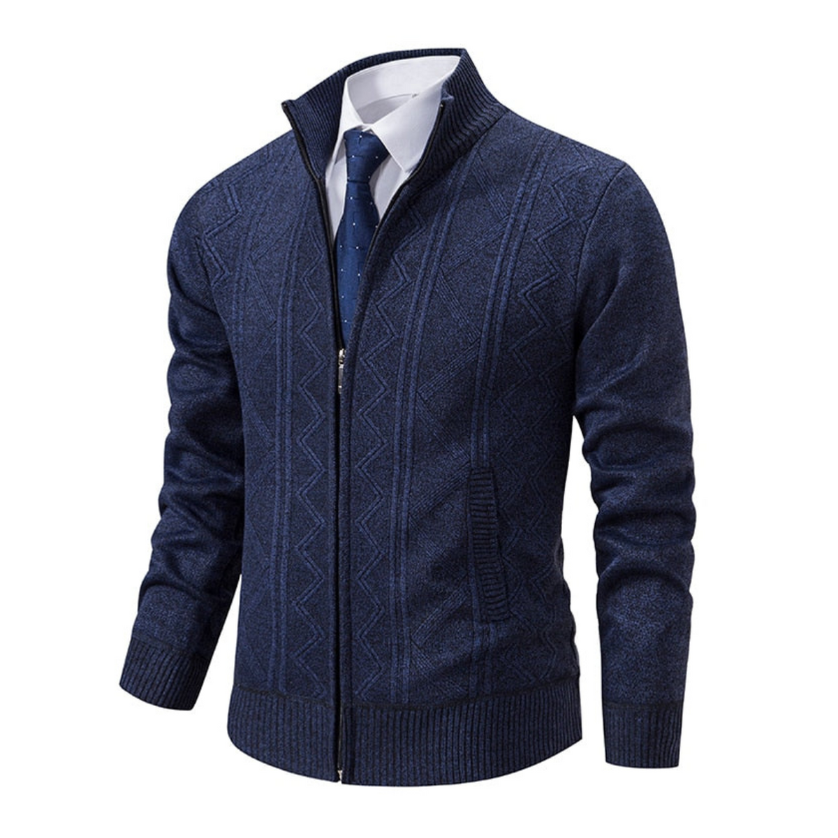 Layering knit sweater for men - navy blue