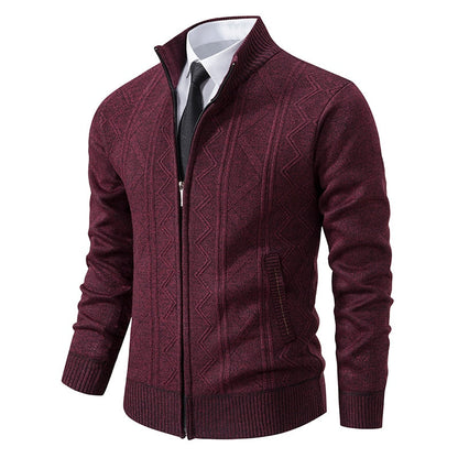Layering knit sweater for men - burgundy
