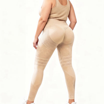 Woman wearing fitted 3D sculpting leggings in studio