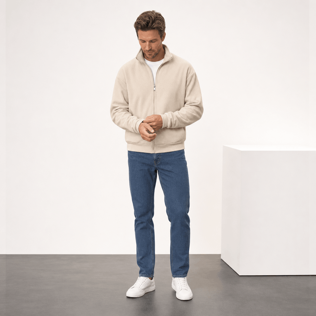 Men's fleece jacket with high collar