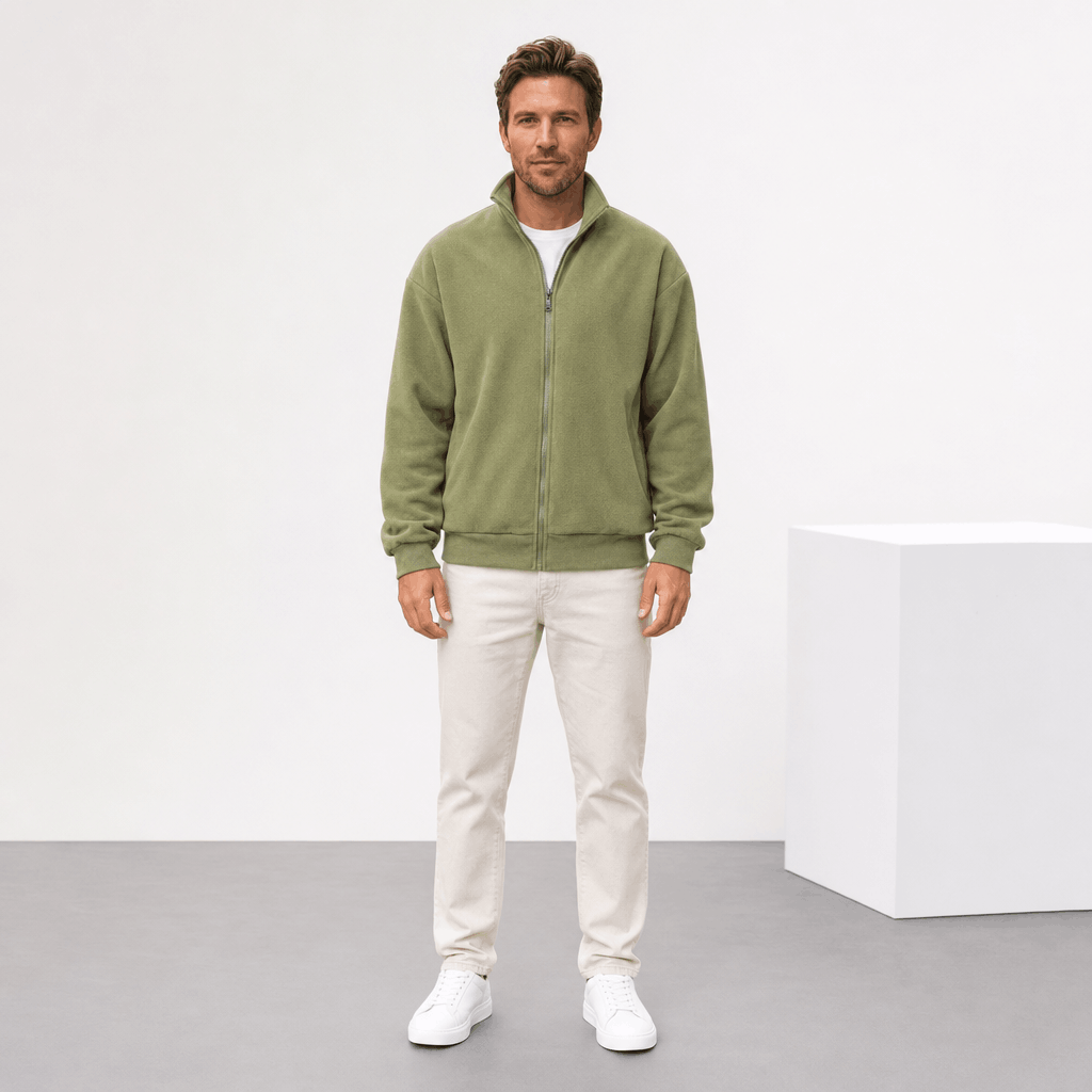 Men's fleece jacket with high collar