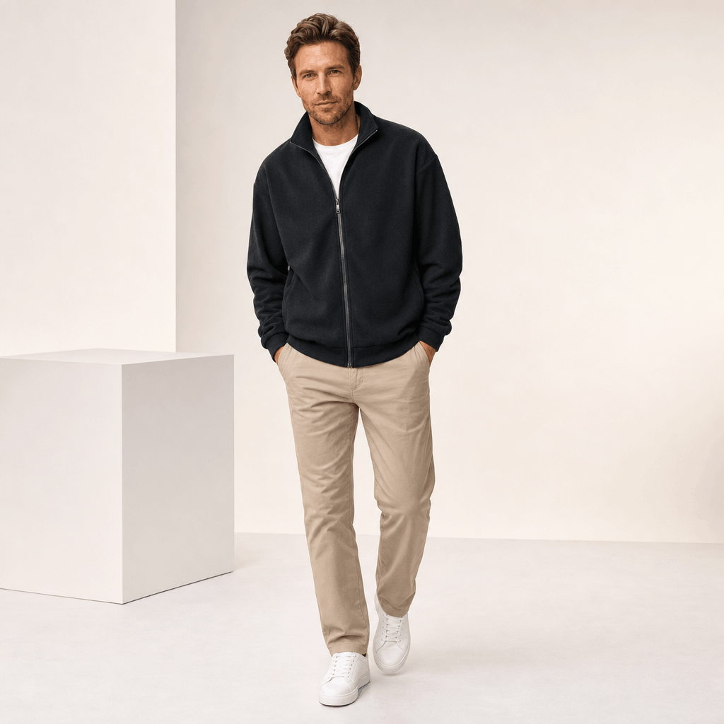 Men's fleece jacket with high collar
