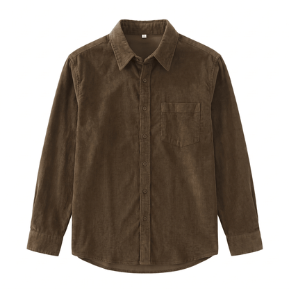 Washed Corduroy Shirt with Chest Pocket for Men